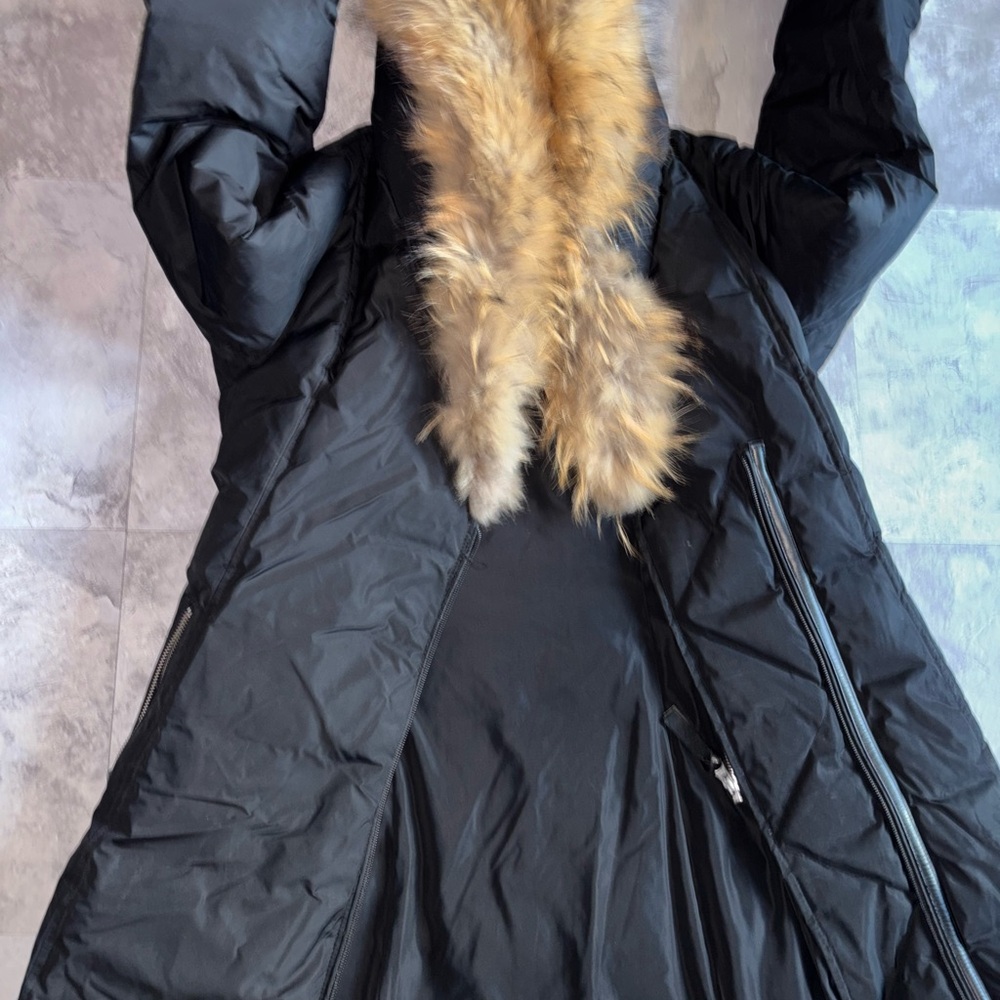 Mackage Black Puffer Jacket with Faux Fur Trim